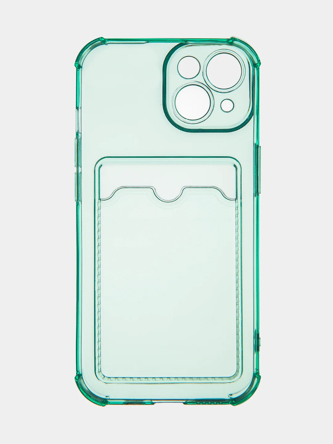 Зеленый чехол для iPhone 15, 14, Pro, Max, Plus, силиконовый, BROSCORP, противоударный, углы, карман