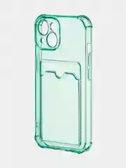 Зеленый чехол для iPhone 15, 14, Pro, Max, Plus, силиконовый, BROSCORP, противоударный, углы, карман