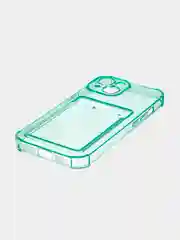 Зеленый чехол для iPhone 15, 14, Pro, Max, Plus, силиконовый, BROSCORP, противоударный, углы, карман