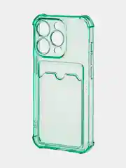 Зеленый чехол для iPhone 15, 14, Pro, Max, Plus, силиконовый, BROSCORP, противоударный, углы, карман