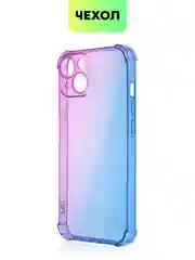 Фиолетовый чехол для iPhone 15, 14, Pro, Max, Plus, силиконовый, BROSCORP, противоударный, углы, карман