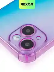 Фиолетовый чехол для iPhone 15, 14, Pro, Max, Plus, силиконовый, BROSCORP, противоударный, углы, карман