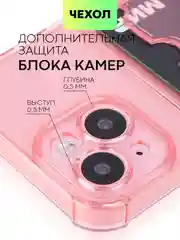 Красный чехол для iPhone 15, 14, Pro, Max, Plus, силиконовый, BROSCORP, противоударный, углы, карман