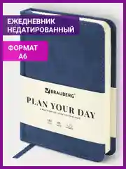 Ежедневник недатированный МАЛЫЙ 100х150мм А6 BRAUBERG Status, под кожу, 160л, синий,113368