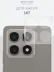 Cтекло на камеру для Xiaomi 14T защитное BROSCORP закаленное прозрачное, накладки, рамка