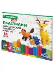 Пластилин классический BRAUBERG KIDS, стек, 36 цветов, 720 грамм, 106438