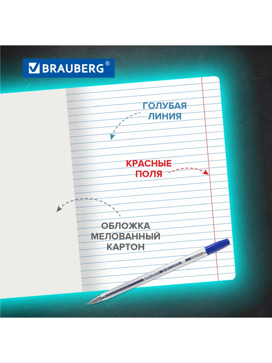 Тетрадь для школы 18 листов набор 20 штук, линия, ассорти 5 видов, Brauberg, 106729