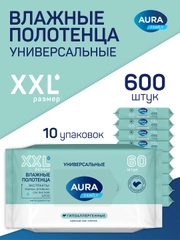 Влажные полотенца AURA Family 600шт (60 шт х 10)
