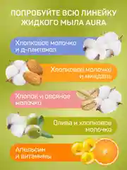 Жидкое крем мыло 2в1 AURA Pure Cotton для рук и тела Олива и Хлопковое молочко 5 литров