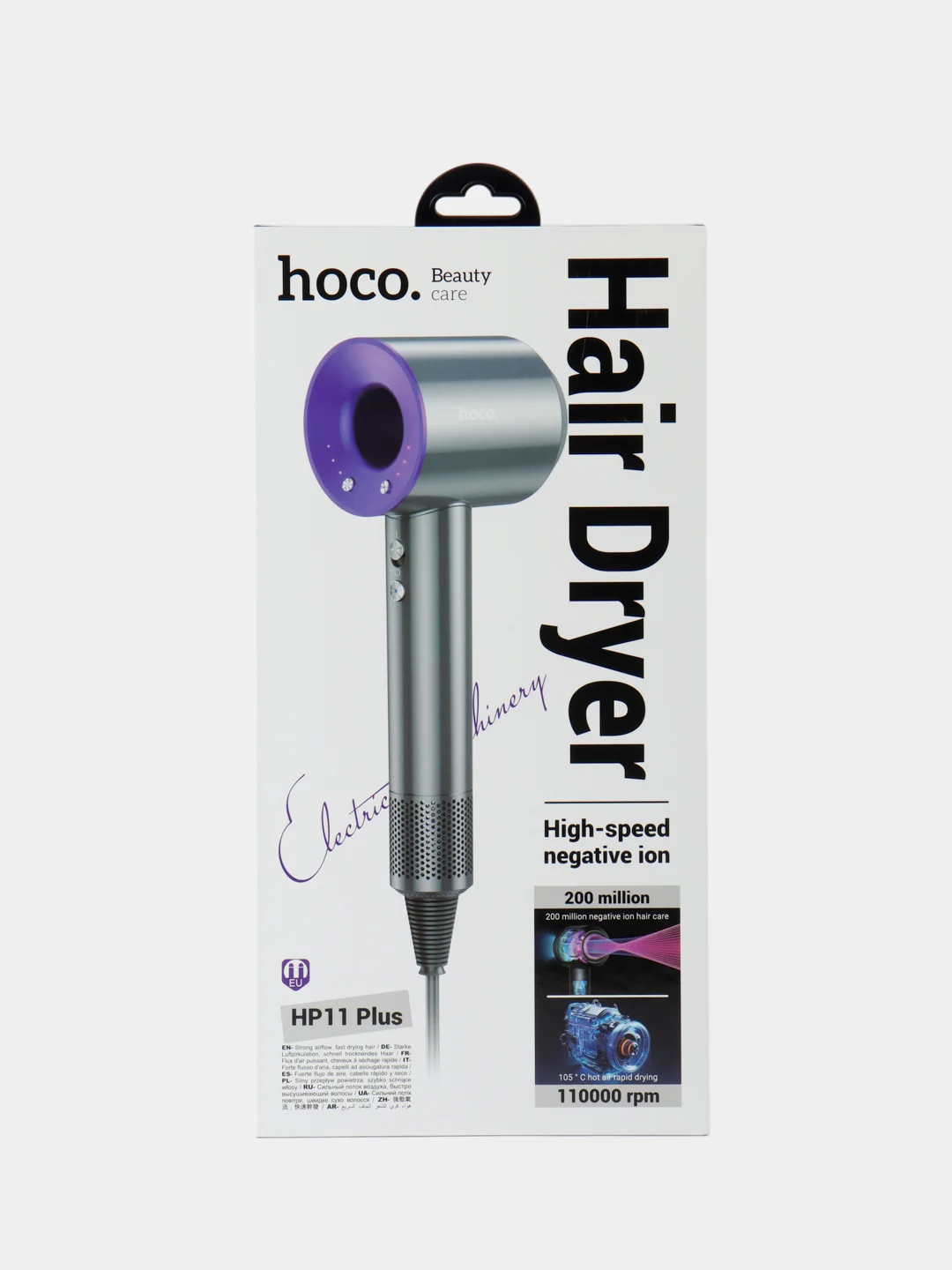 Розовый фен Hoco HP  11 Plus фиолетовый для волос профессиональный уход фиолетовый розовый