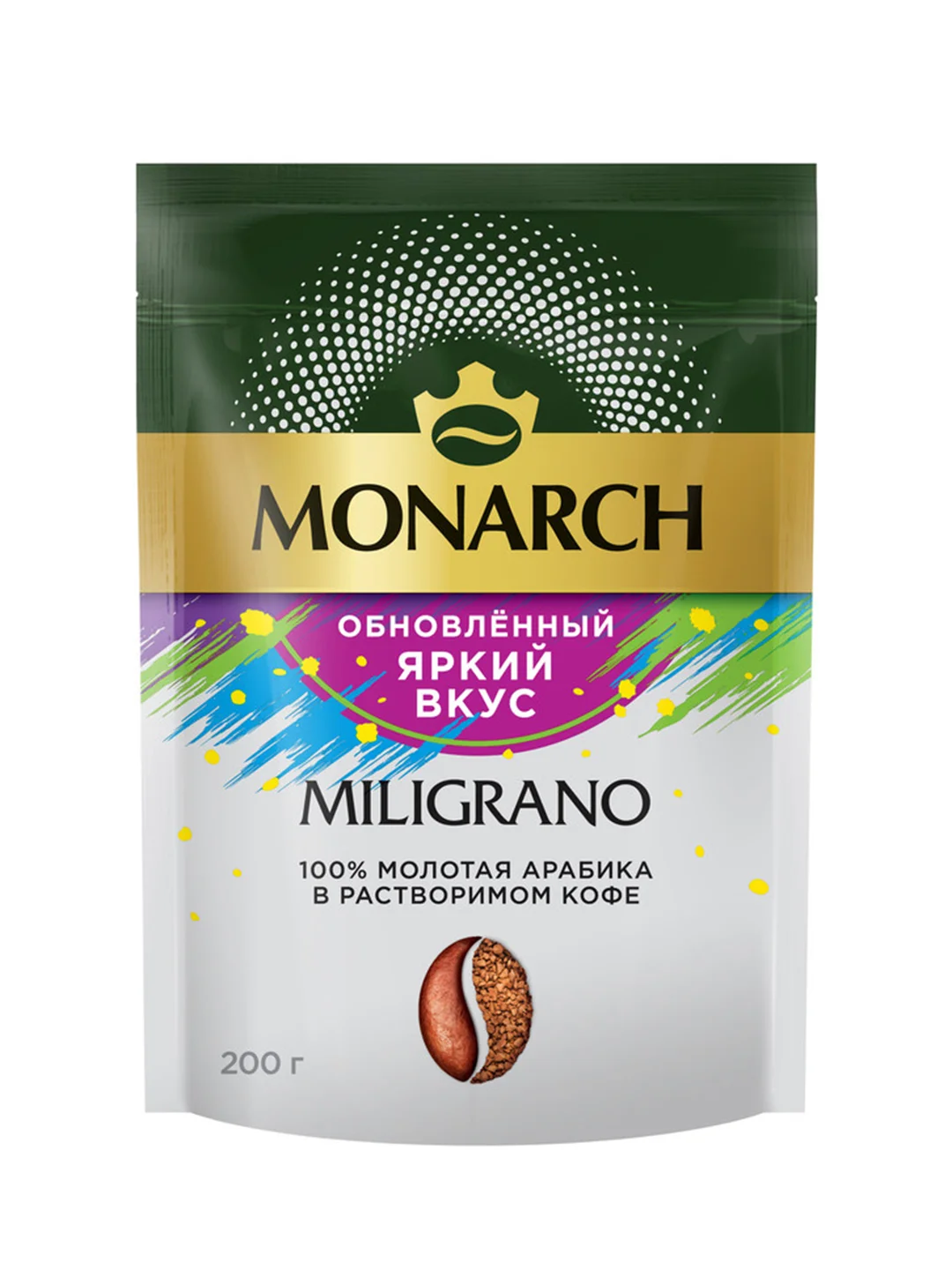 Кофе растворимый MONARCH MILIGRANO, молотый в растворимом, 200г за 593 ...