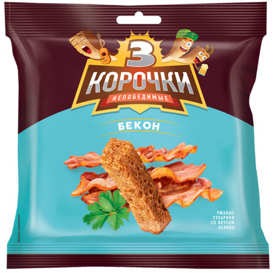 Сухарики ржаные "3 корочки", бекон