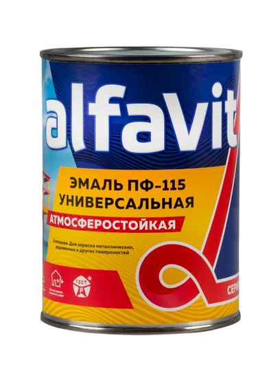 Эмаль ПФ-115 универсальная Alfavit серия Альфа, алкидная, глянцевая, 0,9 кг, бежевая