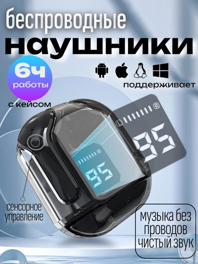 Наушники беспроводные TWS, Bluetooth, сенсорные, для Android и iPhone