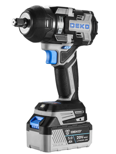 Гайковерт аккумуляторный бесщеточный DEKO ZKIS20 PRO MAX, 20В, 2*5.0Ач, 950 Нм, в кейсе