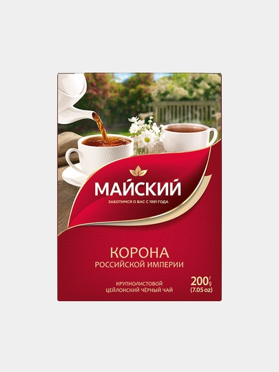 Чай крупнолистовой Майский "Корона Российской Империи", черный, 200 г