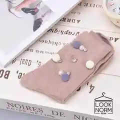 Бежевый утепленные носки с декором