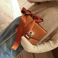Коричневый сумка из атласной ткани