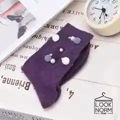 Фиолетовый утепленные носки с декором