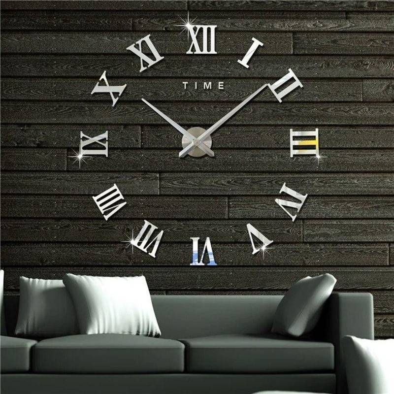Большие 3D настенные часы "Римские цифры" купить по цене 1890 ₽ в интернет-магазине KazanExpress